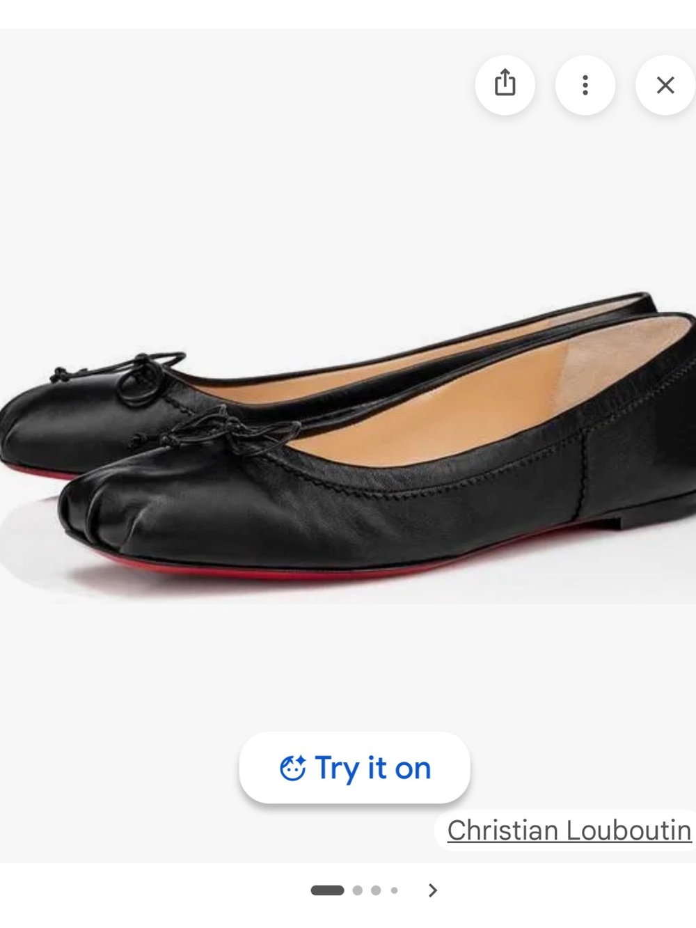 Christian Louboutin Black Leather Ballet Flats with Red Sole